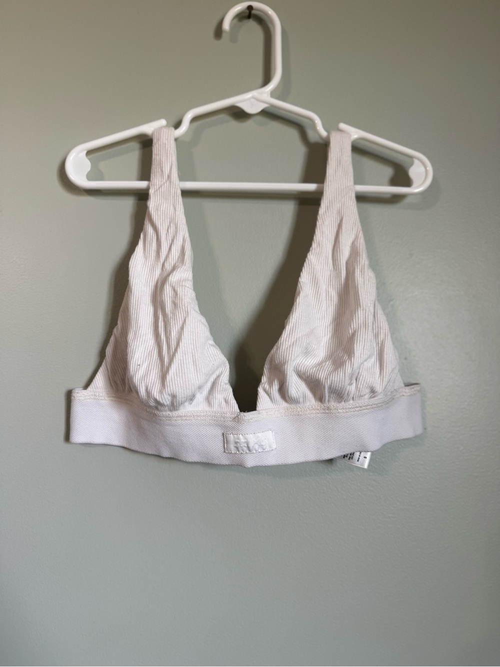 SKIMS White Ribbed Triangle Bralette - Size small